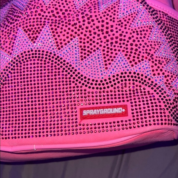 Mini Sprayground Pink Rhinestone Backpack Glamorous Design - Picture 5 of 8